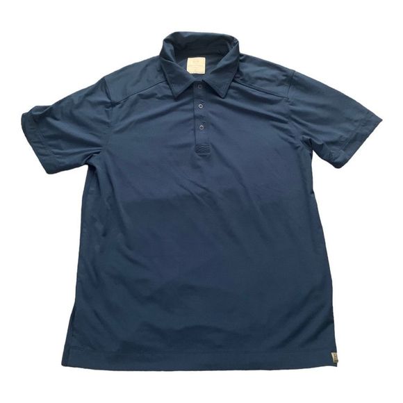 Mens Field & Stream Quarter Snap Button Navy Short Sleeve Polo Shirt - Picture 1 of 6